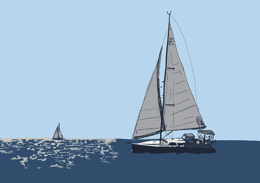 Ilustración digital barco