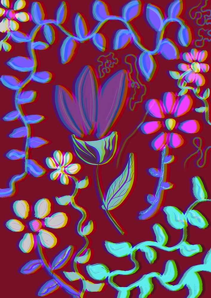 Ilustración digital flor rojo